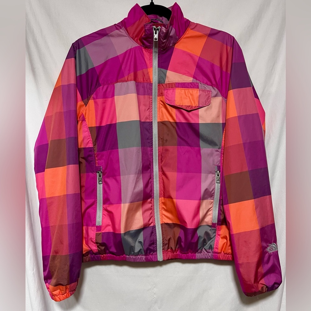 The North Face Multicolor Plaid Windbreaker Shell Jacket Spring Outdoor Hiking - Picture 3 of 12